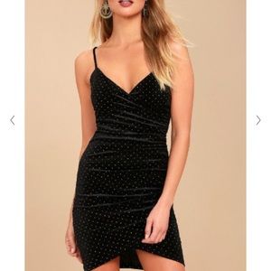 Lulus black velvet studded bodycon dress
